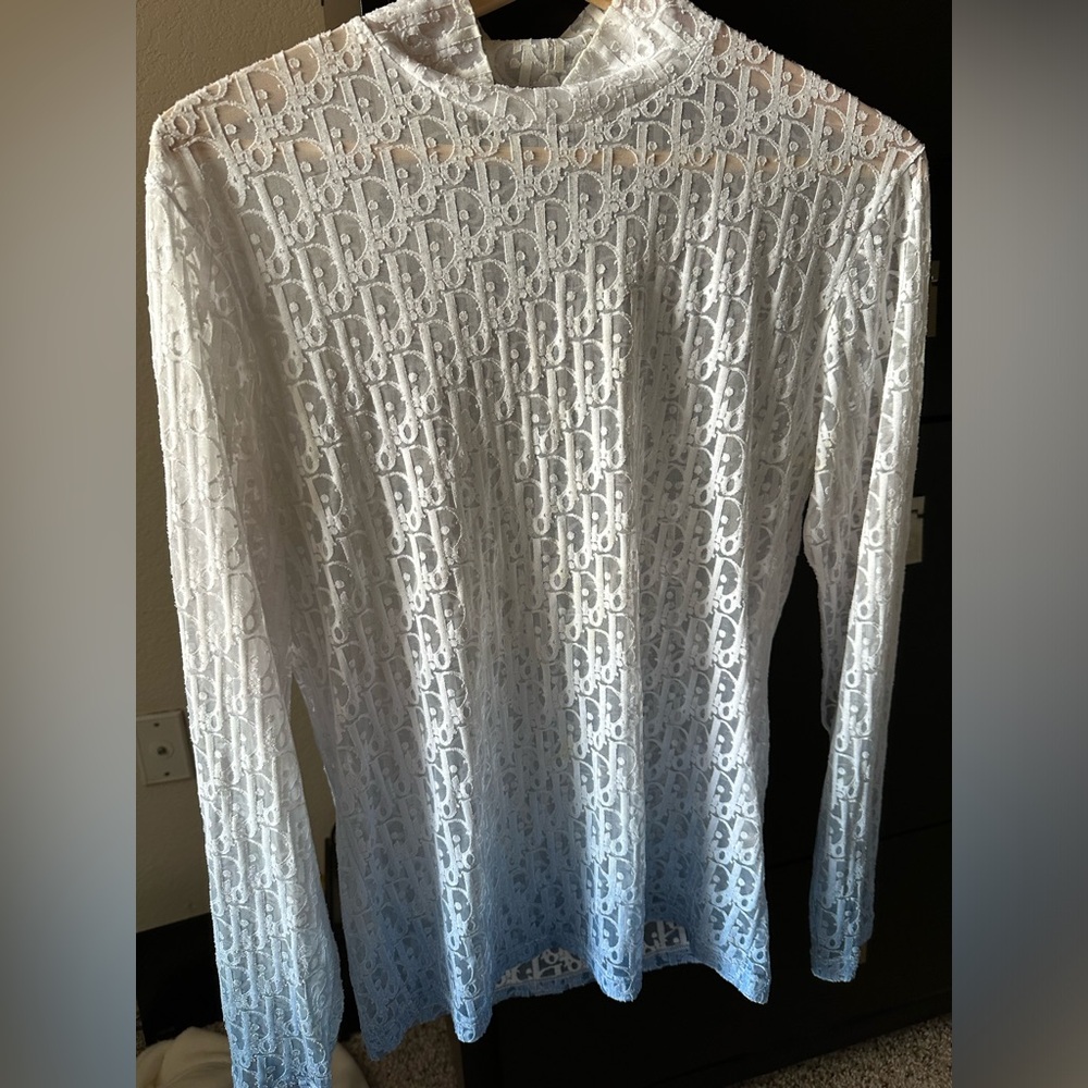 Dior Men’s SS Oblique Sheer Mock Neck Shirt